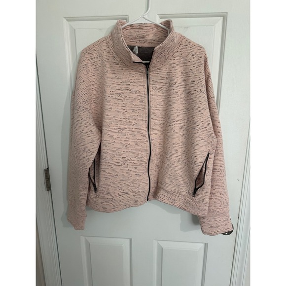 RBX Zip Up Jacket Womens XL/TG Pink Textured Knit Activewear Mock Neck - Picture 1 of 5